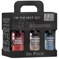 Zestawy kosmetyków damskich - Zestaw LaQ Czyściopak Męski Czarny Mat Mini, żel + szampon, Doberman, 2 x 100 ml, Ryszard, 2 x 100 ml, Kozioł, 2 x 100 ml - miniaturka - grafika 1