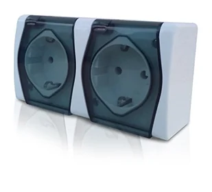 Elektro-Plast Gniazdo natynkowe Podwójne schuko IP44 - Hermes 2 1025-01 - Gniazdka elektryczne - miniaturka - grafika 2