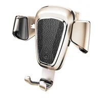 Uchwyty samochodowe do telefonów - Baseus Uchwyt samochodowy Gravity Car Mount aluminiowy klips na kratkę wentylacyjną na telefon 4-6" złoty - miniaturka - grafika 1