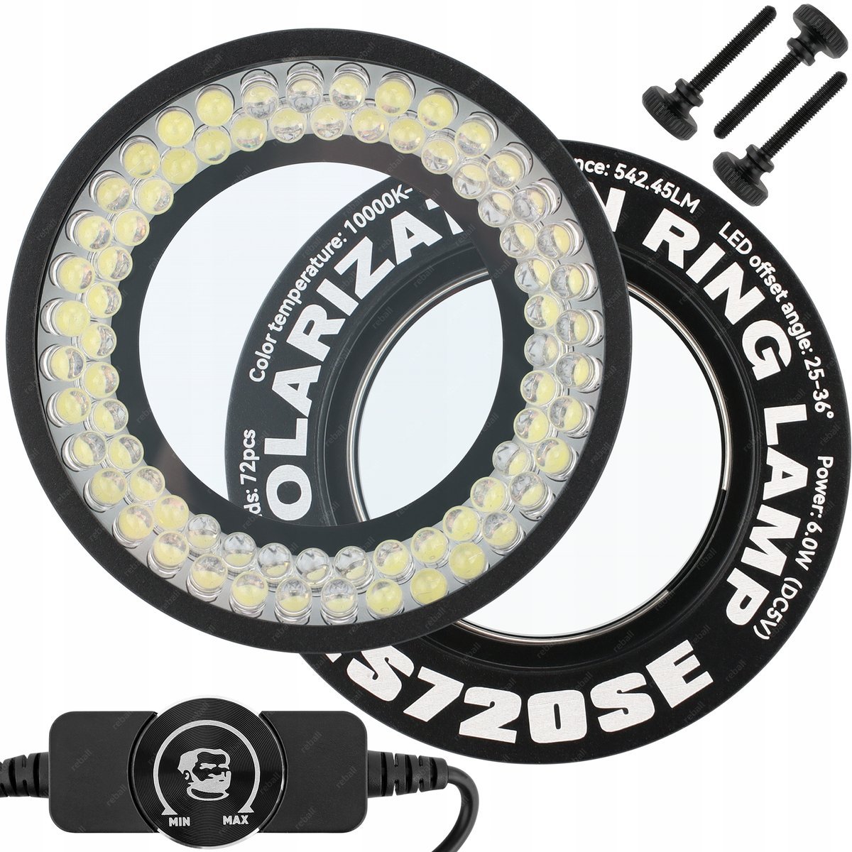 REGULOWANE OŚWIETLENIE POLARYZACYJNE MIKROSKOPU MECHANIC LS720SE 72xLED