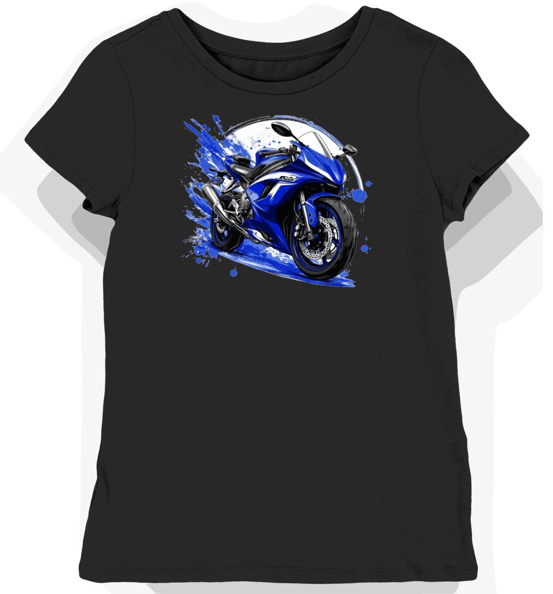 Koszulka damska czarna z motywem sportowego motocykla Yamaha R6 S