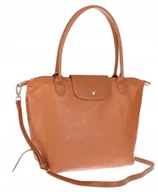 Torebki damskie - Torebka Damska Shopperka Pojemna A4 Modna Torba Listonoszka PU682 Brązowa - miniaturka - grafika 1