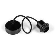 Akcesoria do oświetlenia - Czarne zawieszenie do lamp Loft Metal Ring z pierścieniem do klosza, abażuru czarny oplot 1,1m zawiesie KOLOROWE KABLE - miniaturka - grafika 1