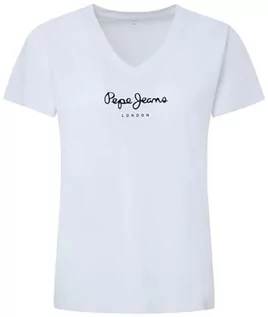 Koszulki i topy damskie - Pepe Jeans Damska koszulka Wendys z dekoltem w serek, Biały (biały), L - grafika 1