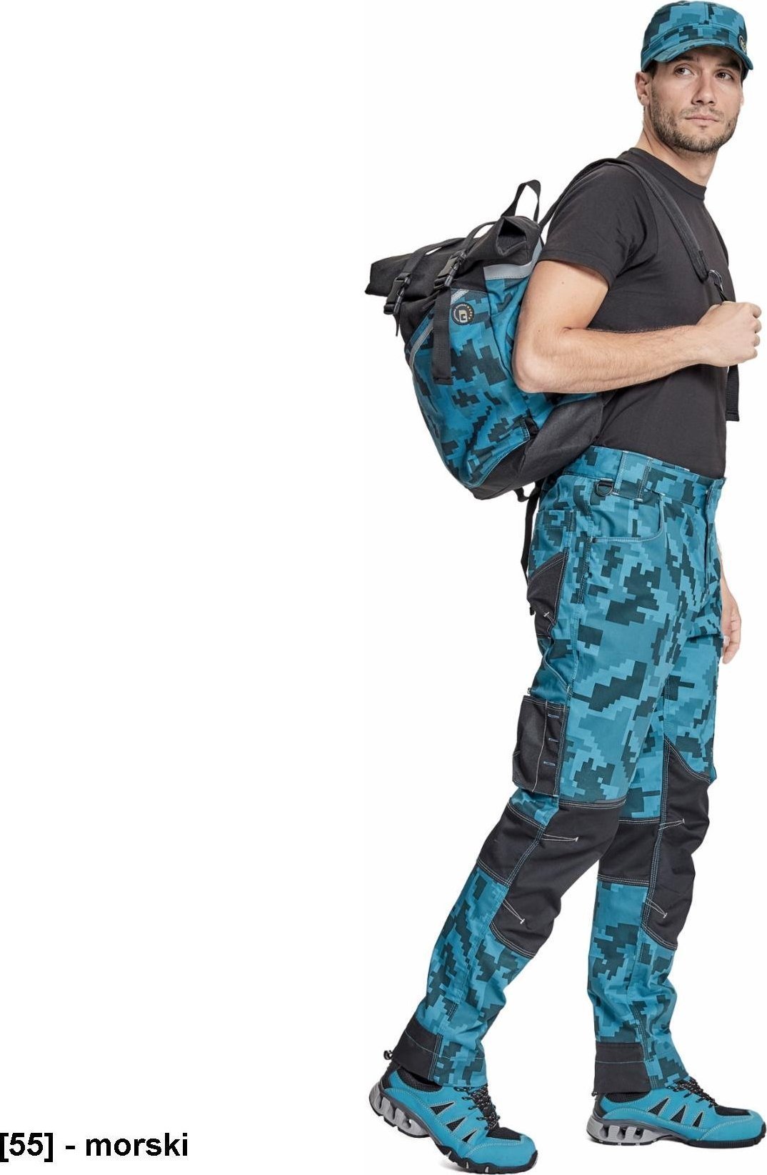 CERVA NEURUM CAMOUFLAGE spodnie - męskie spodnie robocze, 6 kieszeni, elastyczny materiał Trifibetex, nadruk moro, odblaski - morski 50