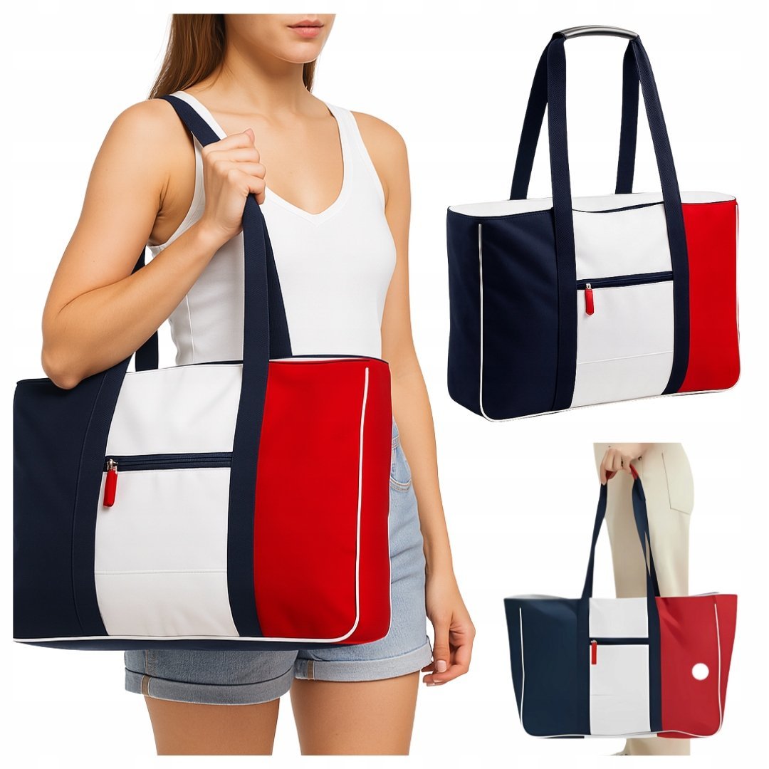 STYLOWA TORBA PLAŻOWA/MIEJSKA - 2 KOMORY DUŻA NA ZAKUPY - TORBY PLAŻOWE