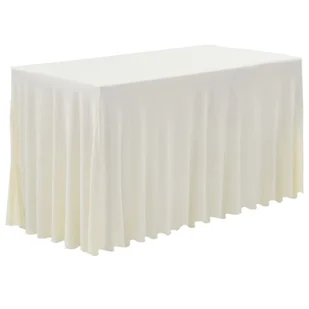 vidaXL Obrusy z falbaną, elastyczne, 2 szt., 120x60,5x74 cm, kremowe - Obrusy i serwetki - miniaturka - grafika 1