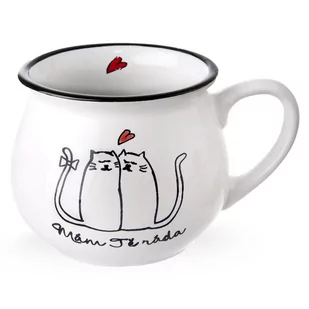 Kubek ceramiczny z uchem koty kotki do picia kawy herbaty 300 ml kod: O-128842    - Kubki - miniaturka - grafika 1