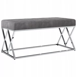 vidaXL Ławka, 97 cm, szara, aksamitna tkanina i stal nierdzewna vidaXL - Ławki do przedpokoju - miniaturka - grafika 1