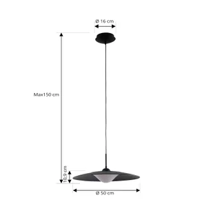 Lampa wisząca Lucande LED Foco, piaskowy czarny, metal, Ø 50 cm - Lampy sufitowe - miniaturka - grafika 2