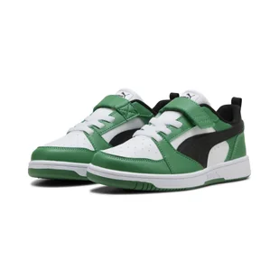 Dziecięce sneakersy PUMA Rebound V6 Lo PUMA White Black Archive Green - Buty trekkingowe dziecięce - miniaturka - grafika 1