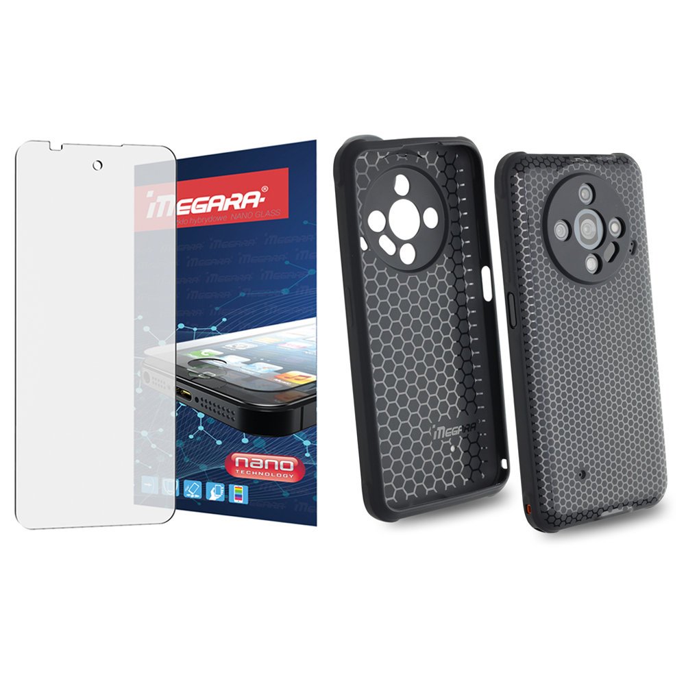 Szkło hybrydowe do HAMMER IRON 6 - 6,56 + ETUI silikonowe czarne TPU