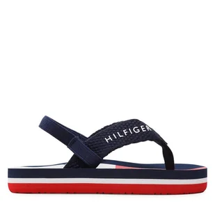 Sandały Tommy Hilfiger Flag Flap Flop T1B8-32917-0058 Granatowy - Buty dla chłopców - miniaturka - grafika 1