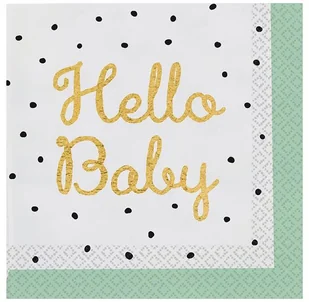Amscan Amscan Serwetki (16 szt.) "Hello Baby" w kolorze białym 0194099073370 - Obrusy i serwetki - miniaturka - grafika 1