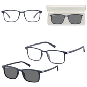 Okulary korekcyjne, oprawki, szkła - Prostokątne okulary pod korekcję z polaryzacyjną Nakładką przeciwsłoneczną na magnes CLIP-TRC-191B-1 - miniaturka - grafika 1