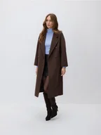 Koszulki i topy damskie - Reserved - Płaszcz z wełną - ciemnobrązowy - miniaturka - grafika 1