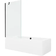 Wanny - Mexen Cube wanna prostokątna 170 x 80 cm z obudową i parawanem 1-skrzydłowym 90 cm, transparent, czarny - miniaturka - grafika 1
