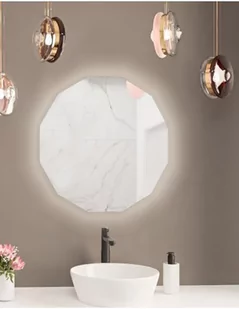 Lustro łazienkowe wielokątne z podświetleniem - FOREM LED, Dostępne wymiary: Średnica 70cm - Lustra - miniaturka - grafika 1