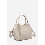 Torebki damskie - Beżowa Ażurowa Torebka Torba Damska Do Ręki LUIGISANTO Dopinany Pasek - miniaturka - grafika 1