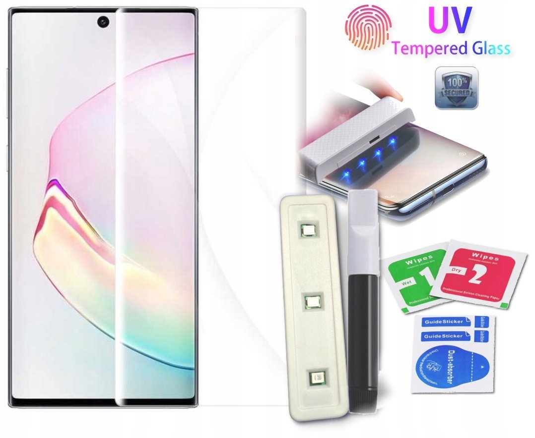 SZKŁO Hartowane UV Lampa Klej do GALAXY Note 10