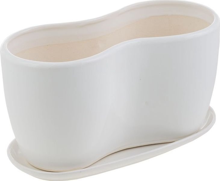 Ceramiczna doniczka z talerzykiem Konwalia