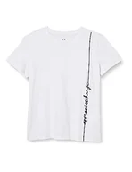 Koszulki i topy damskie - Armani Exchange Damska koszulka z logo Signature Crew Neck Cotton Jersey Tee T-Shirt, biały, XXL - miniaturka - grafika 1