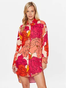 Sisley Sukienka codzienna 40NMLV03I Czerwony Regular Fit - Sukienki - miniaturka - grafika 1
