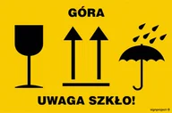 Systemy ekspozycyjne i znaki informacyjne - MA013 NALEPKA NA PRZESYŁKĘ - ŁĄCZONA, ŁADUNEK ŁATWOTŁUKĄCY, GÓRA ŁADUNKU, CHRONIĆ PRZED WILGOCIĄ, FN - FOLIA SAMOPRZYLEPNA; (200X133MM) - miniaturka - grafika 1