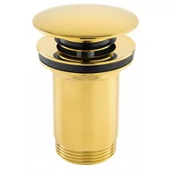 Korki do umywalek - FERRO S285G ROTONDO zawór spustowy z przelewem, click-clack, 5/4", złoty - miniaturka - grafika 1