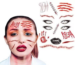Tatuaż Tymczasowy Zmywalny Wampir Blizny Rany Krew Naklejki Na Twarz Halloween - Stroje karnawałowe Tatuaż Tymczasowy Zmywalny Wampir Blizny Rany Krew Naklejki Na Twarz Halloween - Stroje karnawałowe - miniaturka - grafika 1