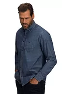 Koszule męskie - JP 1880 Męska koszula jeansowa, długi rękaw, kołnierzyk buttondown, nowoczesny krój basic, koszula do 8 XL, ciemnoniebieska (Dark Blue Denim, 4XL, niebieski (Dark Blue Denim), 4XL - miniaturka - grafika 1