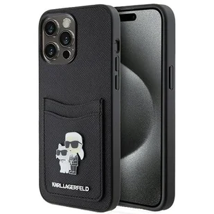 Karl Lagerfeld KLHCP15XSAPKCNPK iPhone 15 Pro Max 6.7" czarny/black hardcase Saffiano Cardslot KC Metal Pin - Etui i futerały do telefonów - miniaturka - grafika 1