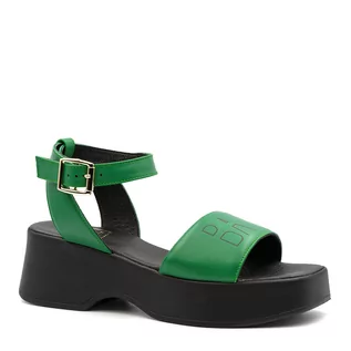 Sandały damskie - Zielone skórzane sandały BARUETTE KR4735 - Neścior - grafika 1