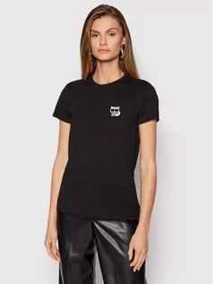Koszulki i topy damskie - Karl Lagerfeld LAGERFELD T-Shirt Ikonik Mini Choupette Rhinestone 216W1730 Czarny Regular Fit - grafika 1