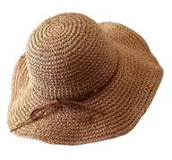 Czapki damskie - Kapelusz słomiany damski plażowy czapka elegancki na lato - miniaturka - grafika 1