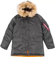 Kurtki męskie - Alpha Industries Męska kurtka zimowa ze sztucznym futrem, szary (Greyblack 136), S - miniaturka - grafika 1