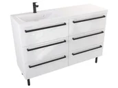 Szafki łazienkowe - Szafka Stojąca Z Umywalką ATH 120 cm S Lewa - Biały Wysoki Połysk - Uchwyty Czarne Matowe - miniaturka - grafika 1