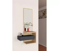 Lustra - Lustro ścienne z półką STELLA 90x49 cm brąz/antracyt - miniaturka - grafika 1