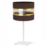 Lampy stojące - Lampa nocna stołowa Elegance Gold Gia modern 1xE27 20cm klosz walec biało/brązowy Light Home LH - miniaturka - grafika 1