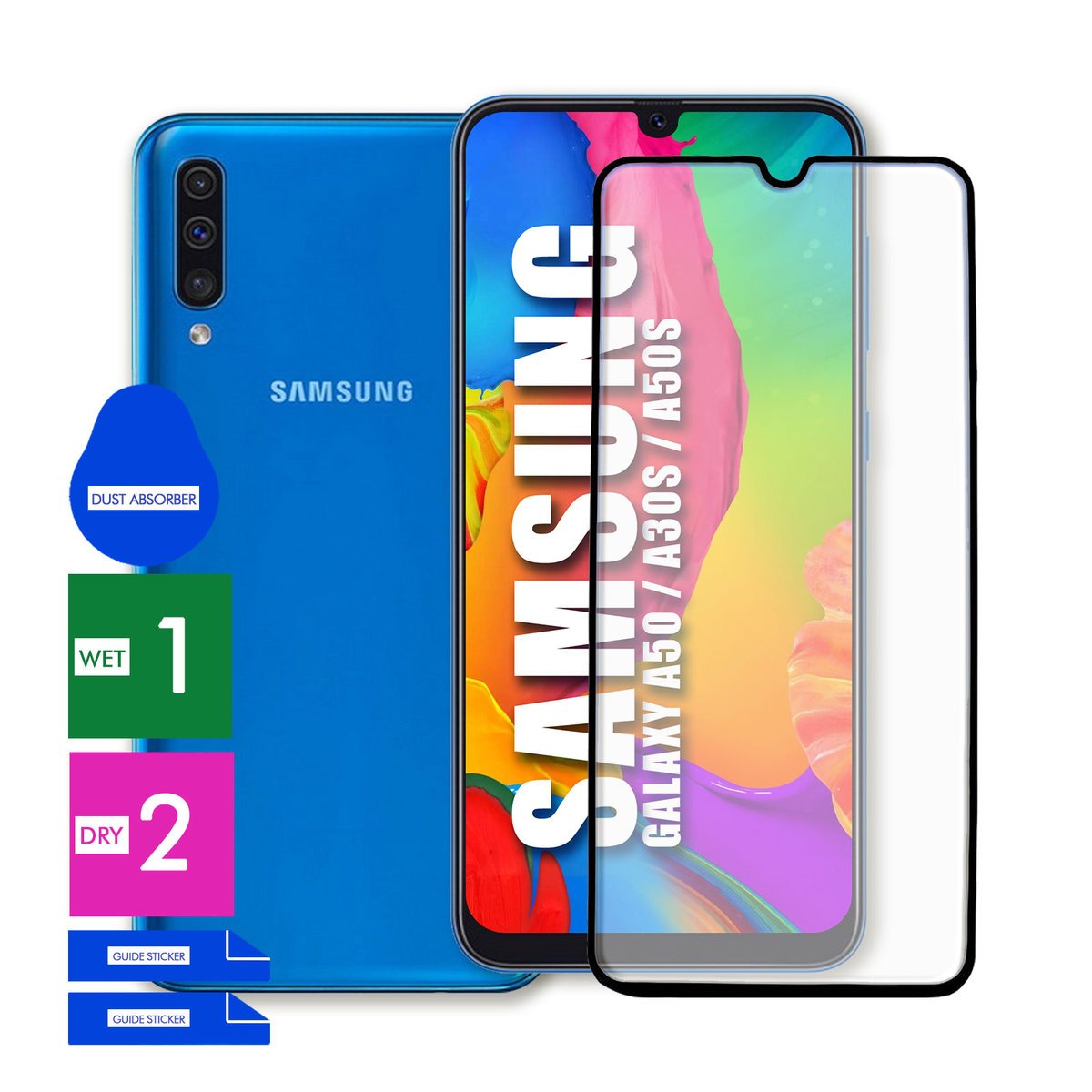 SZKŁO OCHRONNE DO SAMSUNG GALAXY A50 A30S A50S 9H PEŁNE CAŁY EKRAN 5D