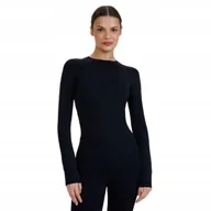 Bluzki damskie - Longsleeve damski do jogi i pilatesu - czarny wycięcie na plecach XS/S - miniaturka - grafika 1