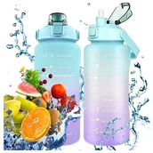 Shakery i bidony sportowe - BUTELKA MOTYWACYJNA NA WODĘ 2L BIDON SPORTOWY Z PODZIAŁKĄ MIARKĄ SZCZELNY - miniaturka - grafika 1