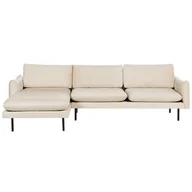 Narożniki - BELIANI Narożnik jasnobeżowy welurowy 4-osobowy nowoczesna narożna sofa do salonu prawostronna - miniaturka - grafika 1