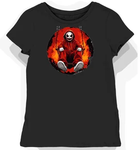 Koszulka damska czarna z nadrukiem czerwonego lalkarza XXL - Koszulki i topy damskie - miniaturka - grafika 1