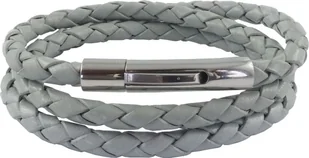 König Design skórzany naszyjnik skórzany pasek skórzana bransoletka 7 mm męski naszyjnik 17 cm - 100 cm pleciony, długość: 40 centymetrów, kolor: szary jasny - Naszyjniki męskie - miniaturka - grafika 1