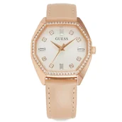 Zegarki damskie - Guess Plush zegarek damski różowozłoty z kremowym paskiem GW0688L3 - miniaturka - grafika 1