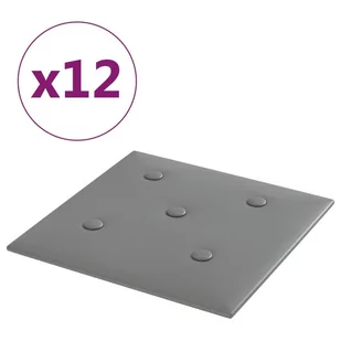 vidaXL Panele ścienne, 12 szt., szare, 30x30 cm, sztuczna skóra 343977 - Panele ścienne i boazeria - miniaturka - grafika 3