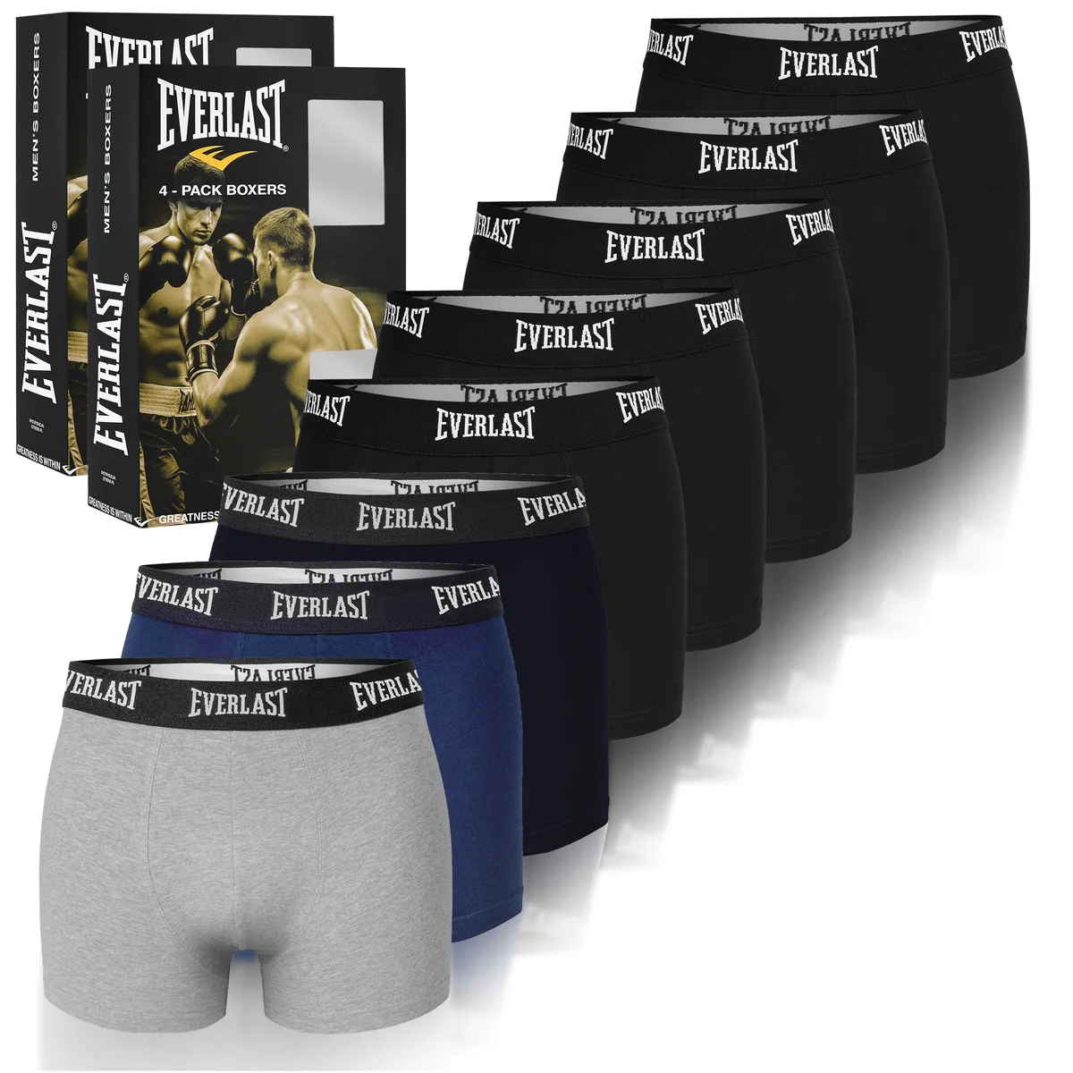 Everlast Bokserki Męskie 8 sztuk Majtki Bawełniane Logo Mix Kolorów L