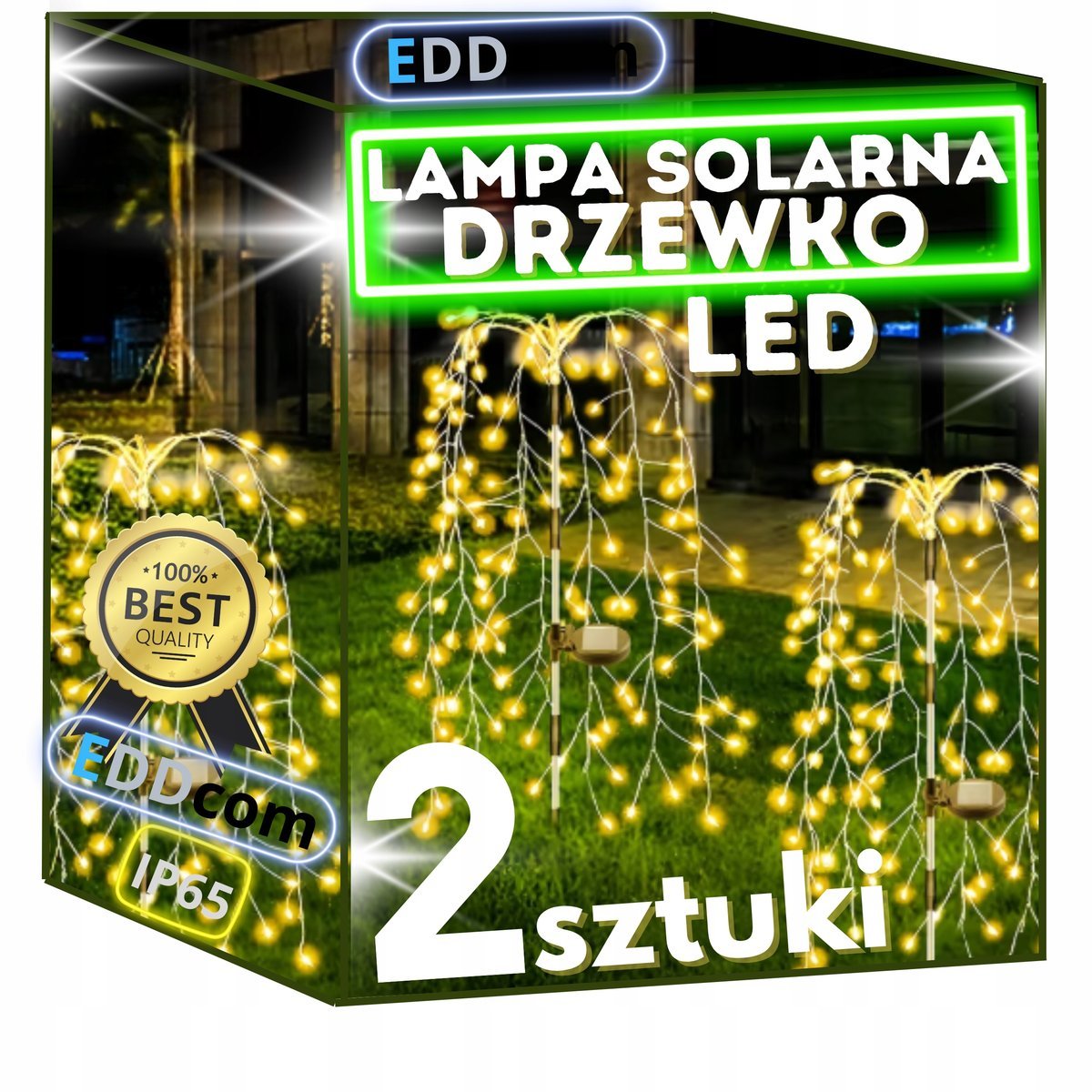 2x Lampa Solarna Ogrodowa Drzewko Solarne Led Czujnik Dmuchawiec Wodospad