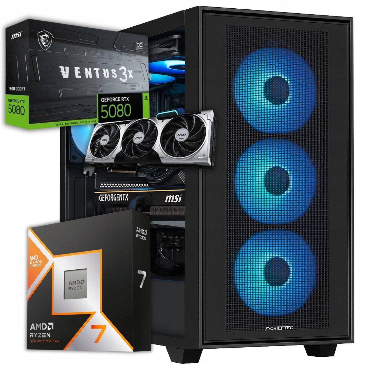 Komputer BSG Raptor V32 AMD Ryzen 7 NVIDIA GeForce RTX 5080 32GB DDR5 1000GB SSD Windows 11 17810811222